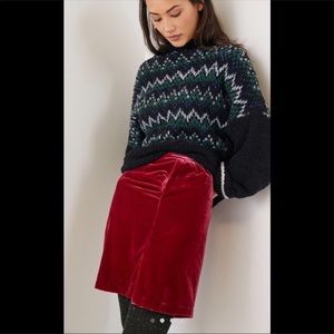 NWT Anthropology Montie raspberry velvet skirt 16